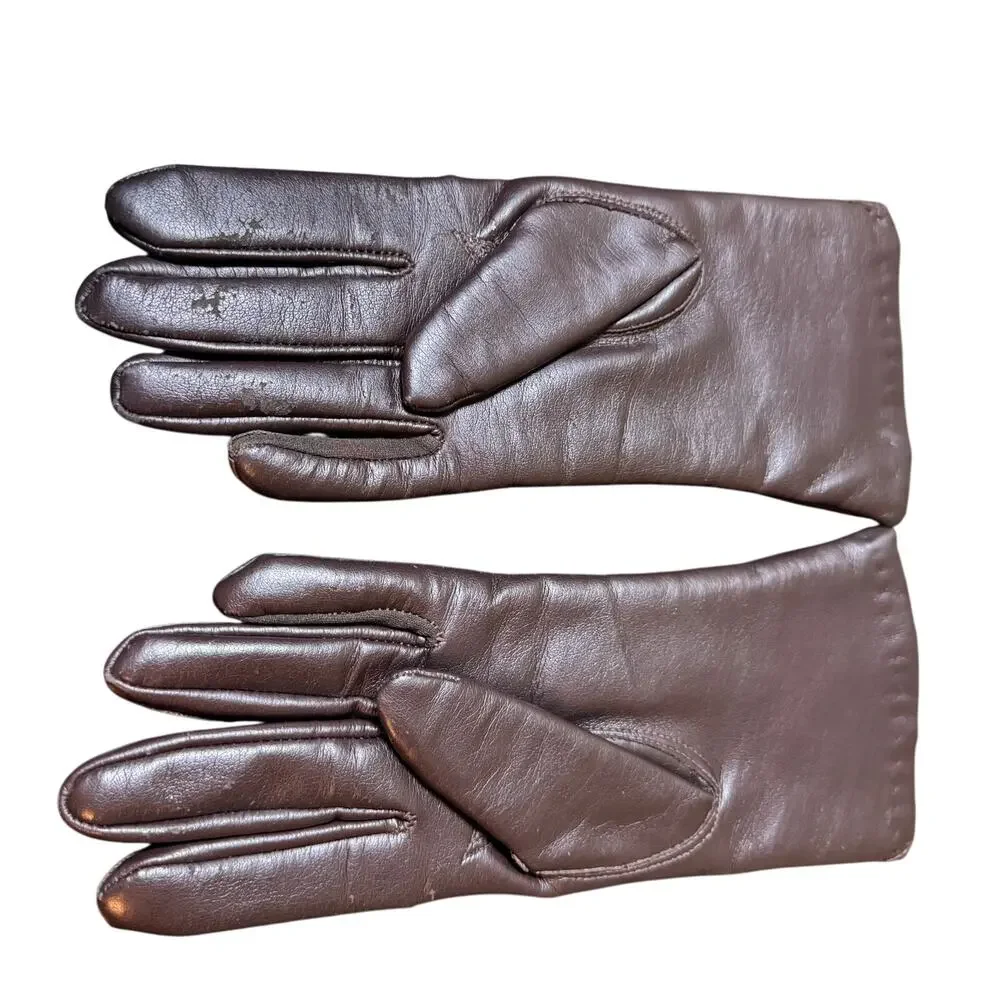 Vintage Ladies Van Realte Brown Lined Driving Gloves